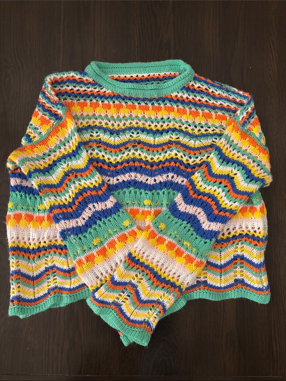 Women’s Multicolor Knit Sweater - Green Accent